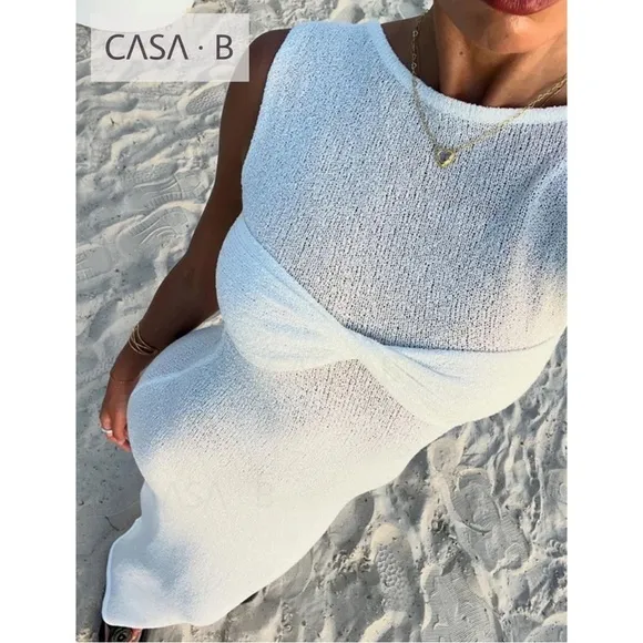 NEW to CASA B💫|Gigi Twisted Bandeau Bodycon Maxi Sundress in White Sands🐚🤍