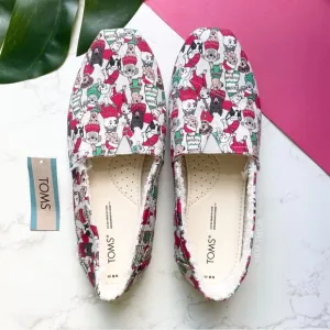 NEW Toms Holiday Sweater Dogs Shearling Shoes 8.5