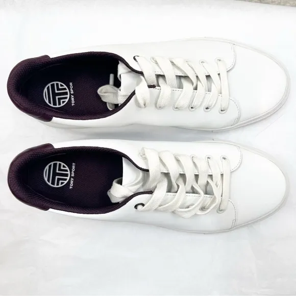New Tory Burch Sport Hi-Vis Sneaker Size 9.5 White Purple Reflective Shoes
