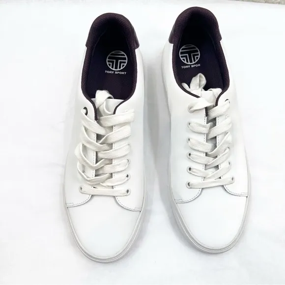 New Tory Burch Sport Hi-Vis Sneaker Size 9.5 White Purple Reflective Shoes