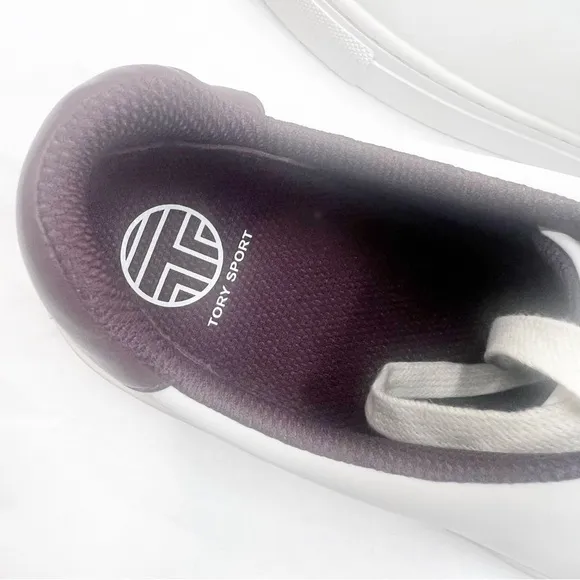 New Tory Burch Sport Hi-Vis Sneaker Size 9.5 White Purple Reflective Shoes