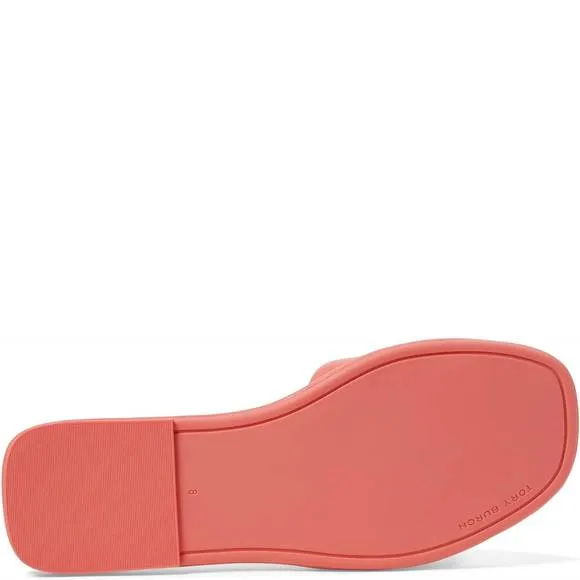 NEW TORY BURCH women double t sport slide sandal in coral