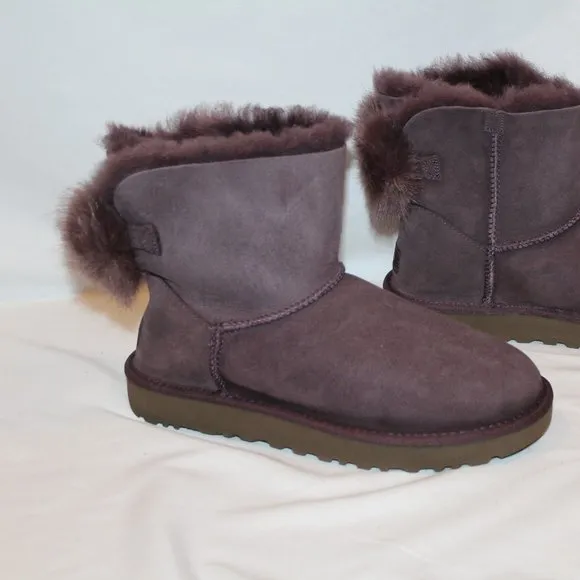 NEW UGG MINI FLUFF CRYSTAL FLUFF‎ SUEDE SHEARLING LINED BOOTS 9