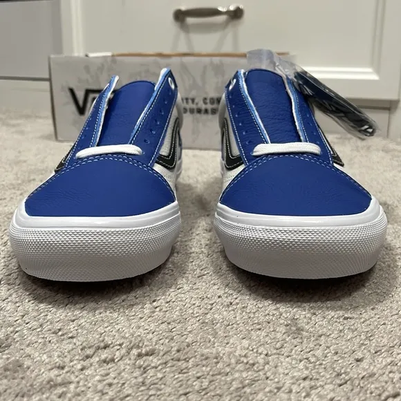 New VANS Sport Leather Skate Old Skool in True Blue/ White