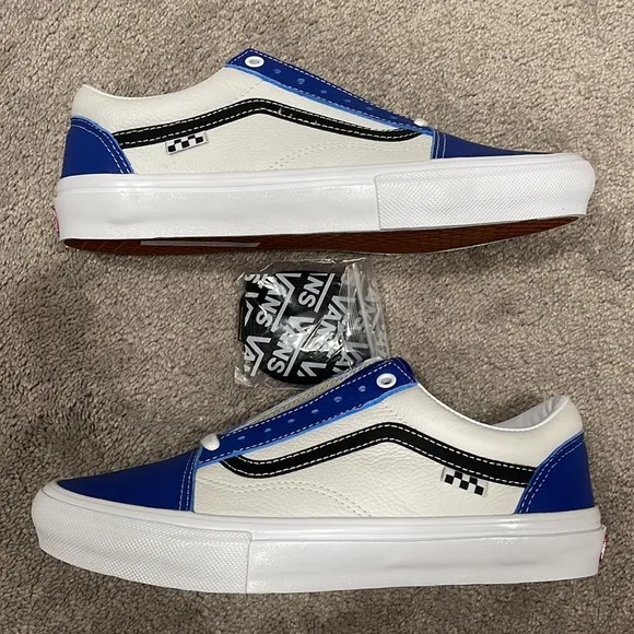 New VANS Sport Leather Skate Old Skool in True Blue/ White