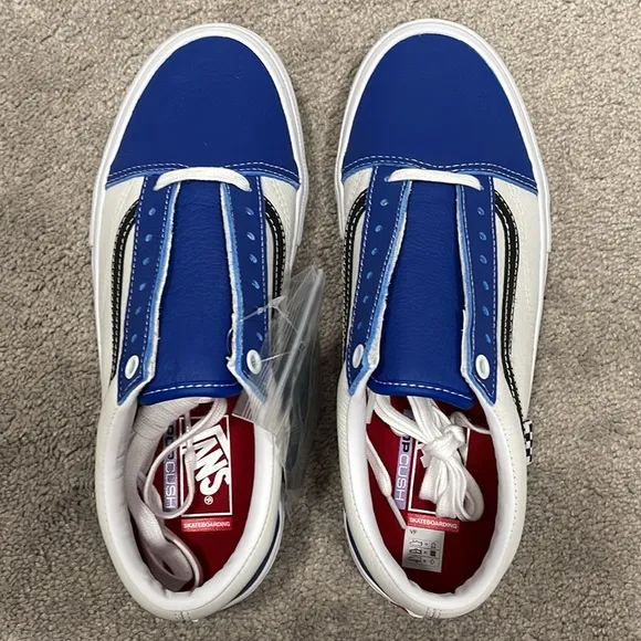 New VANS Sport Leather Skate Old Skool in True Blue/ White
