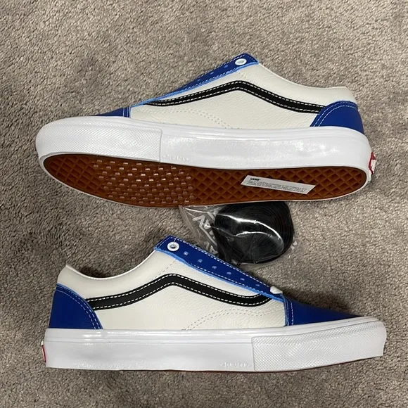 New VANS Sport Leather Skate Old Skool in True Blue/ White