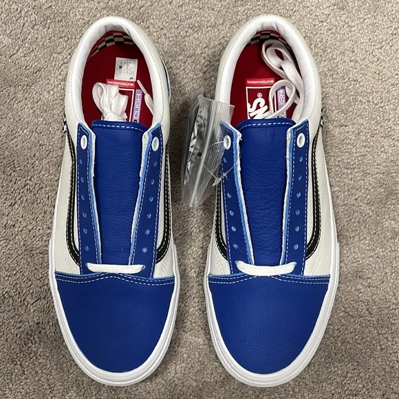 New VANS Sport Leather Skate Old Skool in True Blue/ White