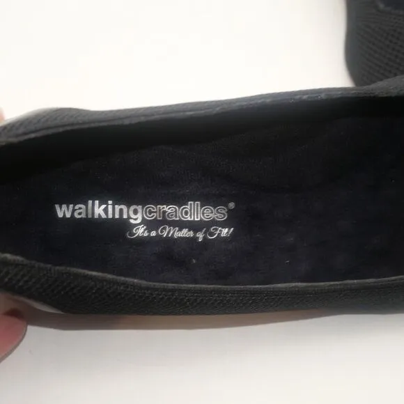 NEW Walking Cradles Hester Pumps Heels Black Knit Leather Shoes Women's 10W
