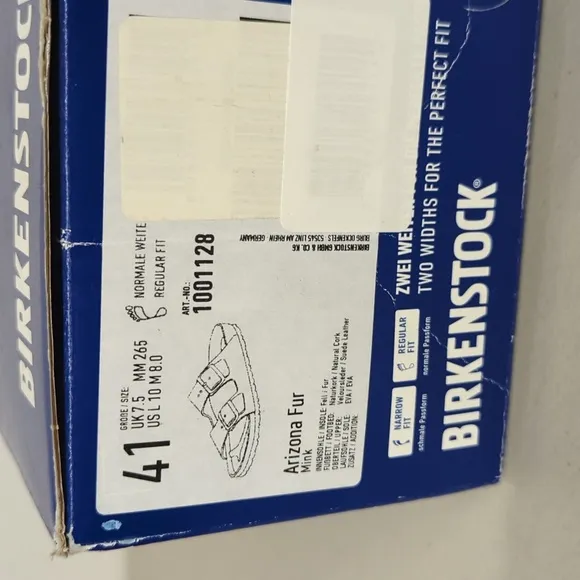 New w/box Birkenstock sz41eu sz10us Arizona fur mink regular fit slip on slide