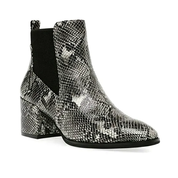New w/o Box Anne Klein Parson Snake Embossed Block Heel Ankle Boots Size 7 &amp; 8.5