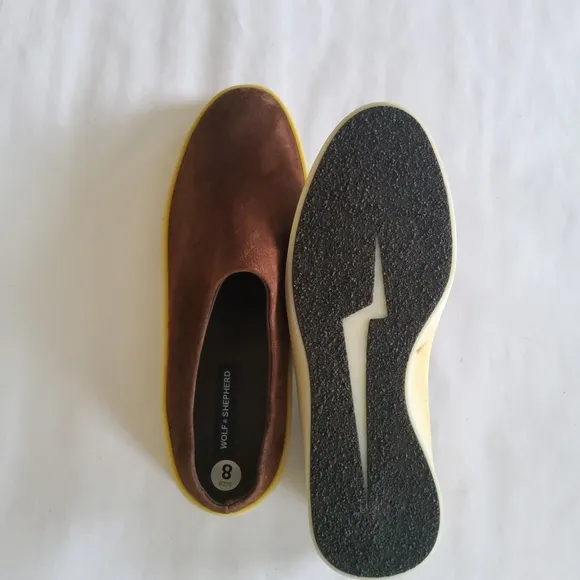 New Wolf &amp; Shepherd Suede Leather Mule Slip On Shoes Unisex Brown