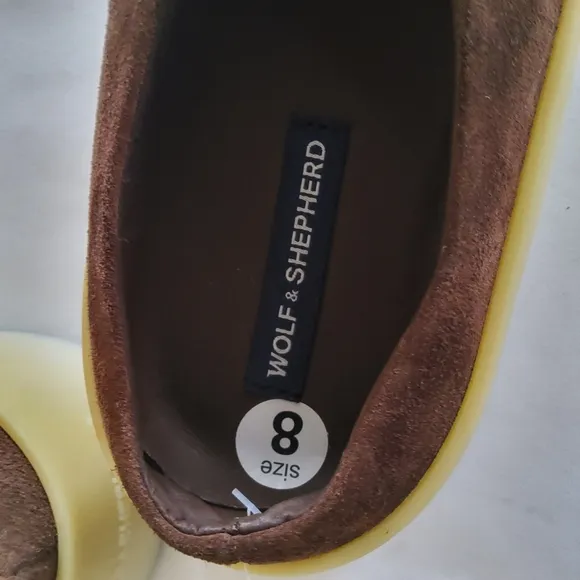 New Wolf &amp; Shepherd Suede Leather Mule Slip On Shoes Unisex Brown