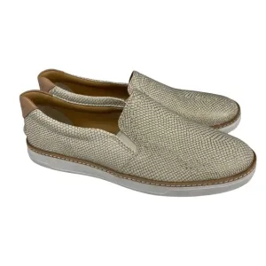 New Women's Sperry Gold &amp; Cream Scaled Rey Leather Slider Boat Shoes-8M