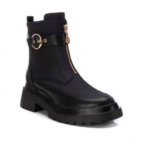 NEW XTI women's front zip biker boots in black