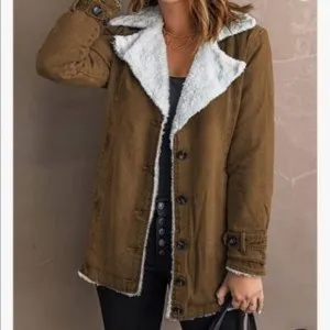 NEW Denim Fur Lined Lapel Coat
