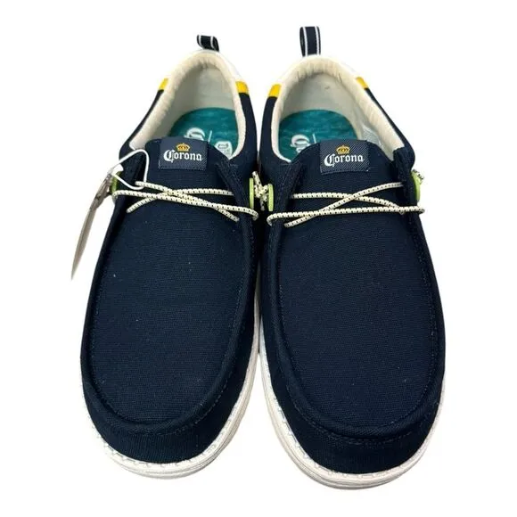 NEW Hey Dude Corona Wally Men's Navy White Yellow Shoes 15