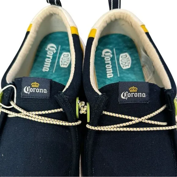 NEW Hey Dude Corona Wally Men's Navy White Yellow Shoes 15