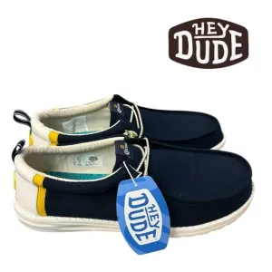 NEW Hey Dude Corona Wally Men's Navy White Yellow Shoes 15