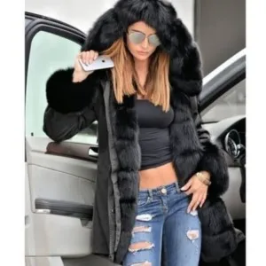 New Hooded Faux Fur Down Lined Parka Warm Coat