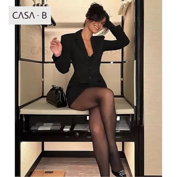 NEW!💫to CASA B| Raphaela Black Elegant V-Neck Mini Dress Blazer