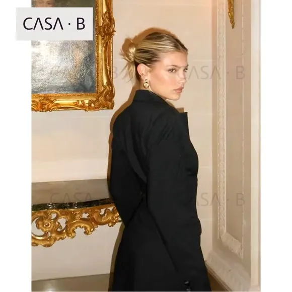 NEW!💫to CASA B| Raphaela Black Elegant V-Neck Mini Dress Blazer