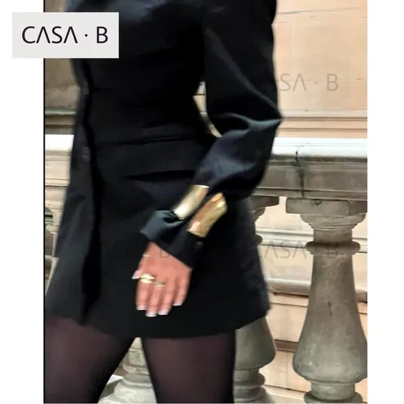 NEW!💫to CASA B| Raphaela Black Elegant V-Neck Mini Dress Blazer