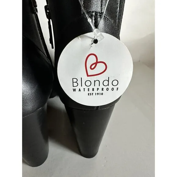 NIB Blondo Reese Women's Boots Black Leather Waterproof Size 9.5 Classy Party