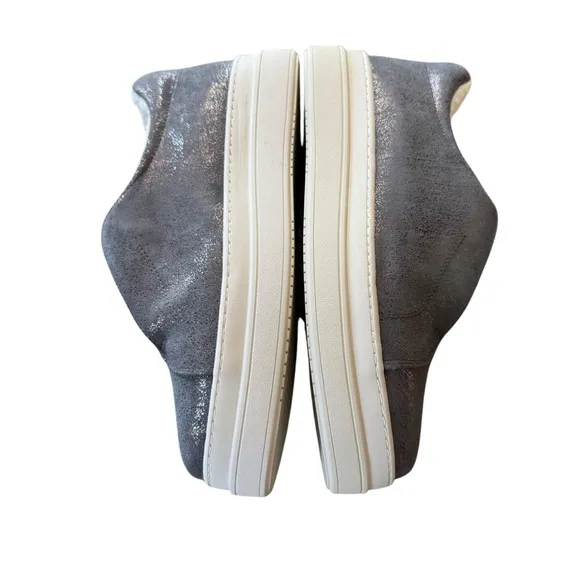 NIB J/Slides NYC NADA Pewter Metallic Suede Faux Fur Lined Slip On Shoes