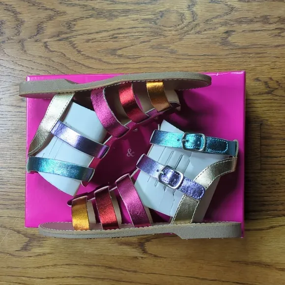 NIB Kelly &amp; Katie Chloe Gladiator Rainbow Sandal Kids Size 1