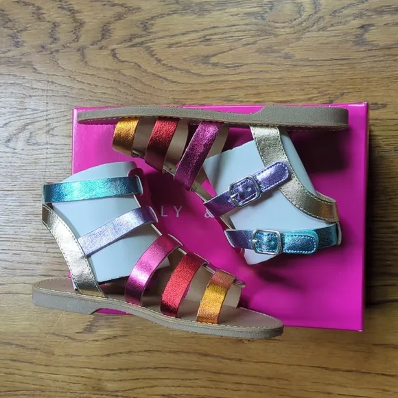 NIB Kelly &amp; Katie Chloe Gladiator Rainbow Sandal Kids Size 1