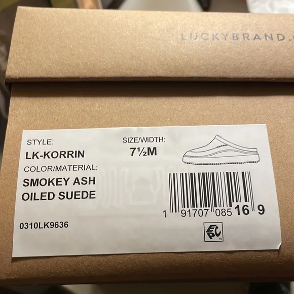 NIB LUCKY BRAND Korrin Faux Fur - Lined Suede Slippers Slip on Shoes new 7.5 - 8