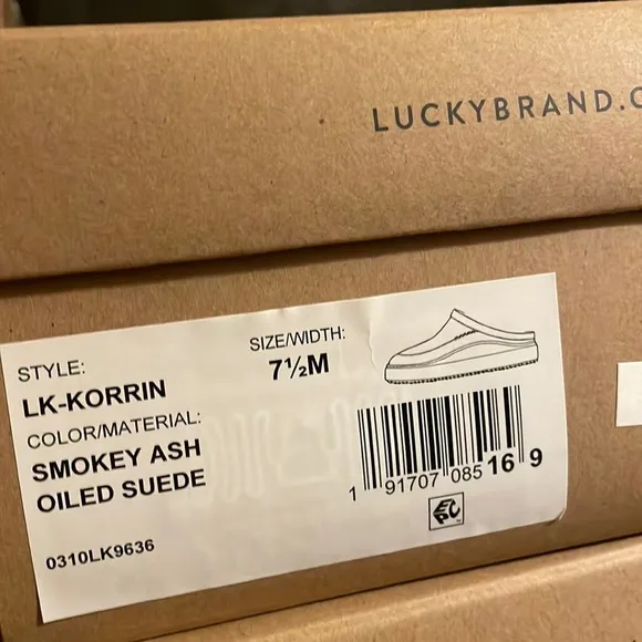 NIB LUCKY BRAND Korrin Faux Fur - Lined Suede Slippers Slip on Shoes new 7.5 - 8