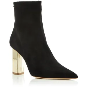 NIB Malone Souliers Laika Black Suede Ankle Boots Sz: 41 Gold Mirror Heel $1,195