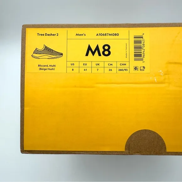 NIB NWT New Allbirds Mens Tree Dasher 2 Size 8 Shoes Blizzard Beige Hush Walking