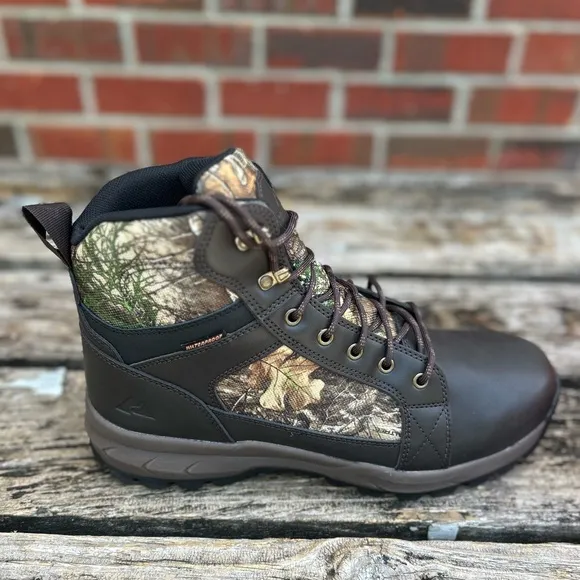 NIB Ozark Trail Realtree Camouflage Leather Waterproof Size 12 Hunting Boots