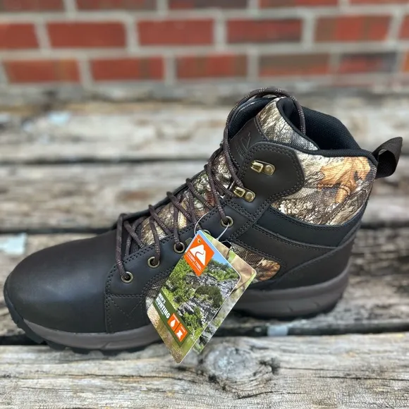 NIB Ozark Trail Realtree Camouflage Leather Waterproof Size 12 Hunting Boots