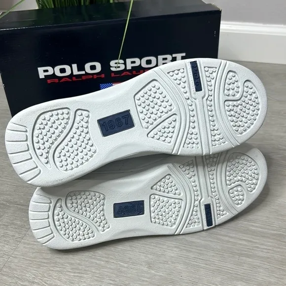 nib // polo sport Ralph Lauren baydon White leather sneakers shoes