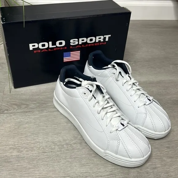 nib // polo sport Ralph Lauren baydon White leather sneakers shoes