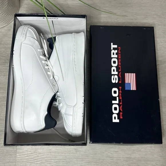 nib // polo sport Ralph Lauren baydon White leather sneakers shoes