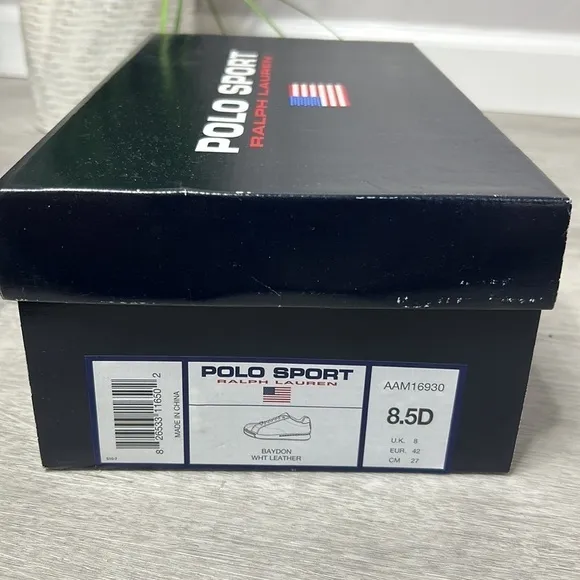 nib // polo sport Ralph Lauren baydon White leather sneakers shoes
