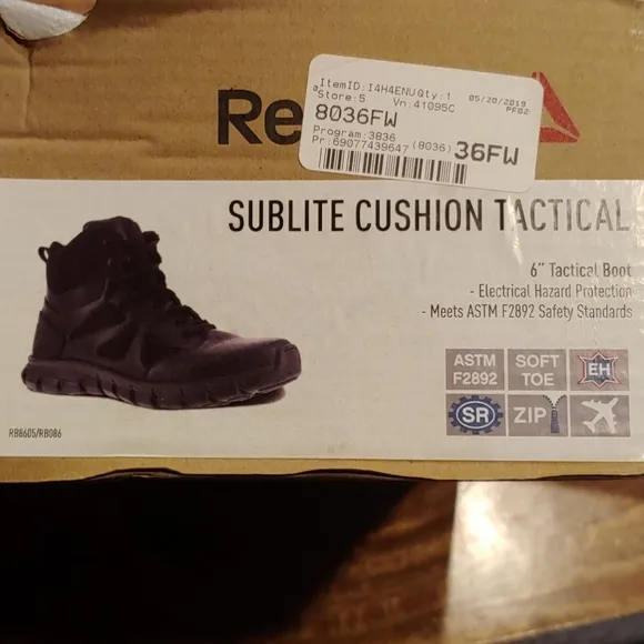 NIB Reebok Sublite Cushion Tactile Boots 6'' WIDE