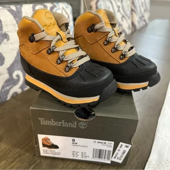 NIB Timberland Kids' Euro Hiker Waterproof Boots Leather Various Sizes Tan Black