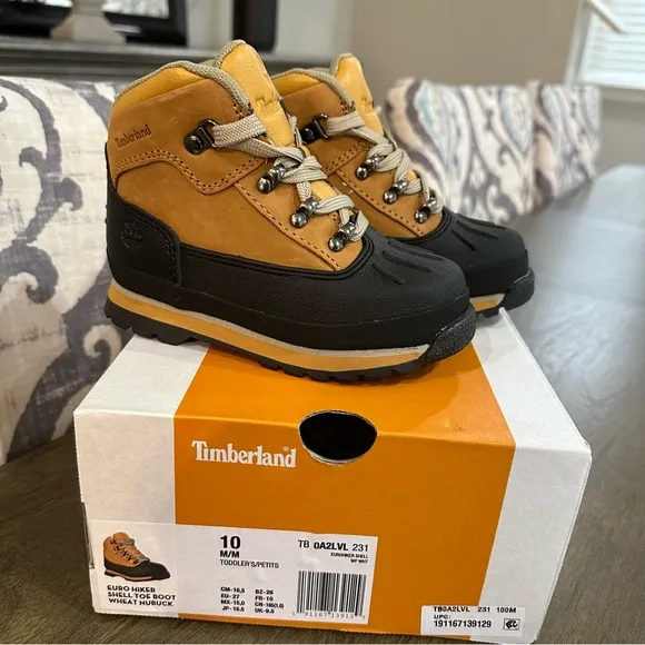 NIB Timberland Kids' Euro Hiker Waterproof Boots Leather Various Sizes Tan Black