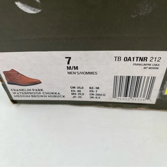 NIB! Timberland Men’s Franklin Park Waterproof Brown Chukka Boots - Size 7