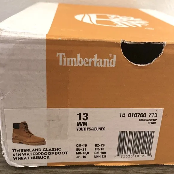 NIB [Timberland] Waterproof Classic Work Boot in Wheat 6&quot; Little Kids Size 13.0