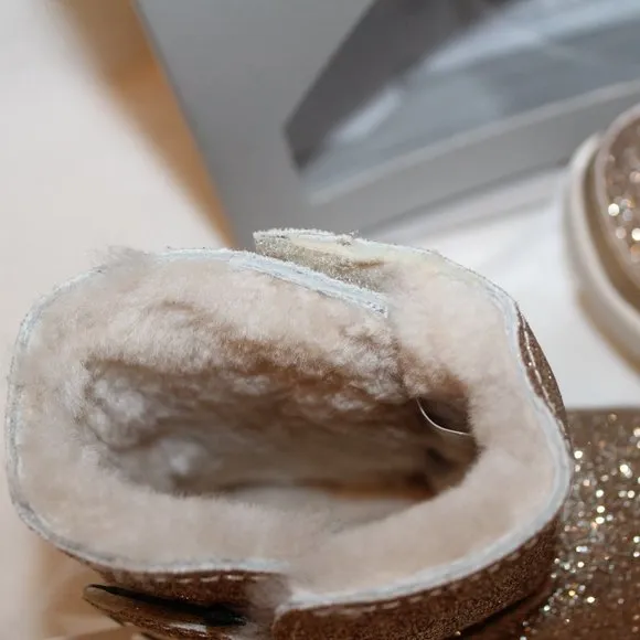 NIB UGG‎ INFANT KEELAN GLITTER GOLD SHEARLING LINED BOOTS