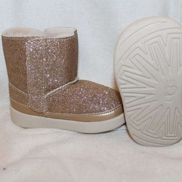NIB UGG‎ INFANT KEELAN GLITTER GOLD SHEARLING LINED BOOTS