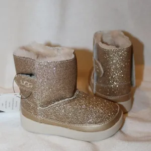 NIB UGG‎ INFANT KEELAN GLITTER GOLD SHEARLING LINED BOOTS