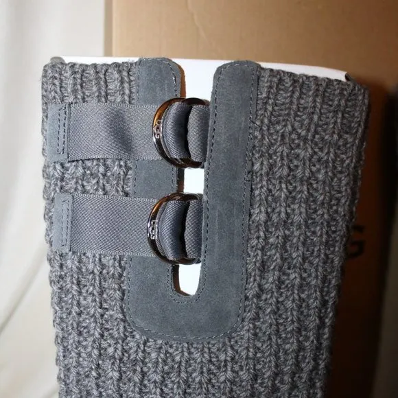 NIB‎ UGG WOMEN'S SOLENE TALL KNIT SWEATER BOOTS GRAY